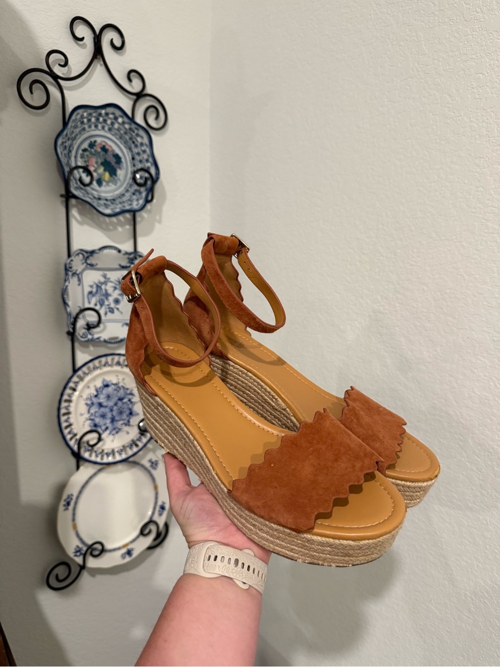 Womens Ankle-Strap Espadrille Wedge Sandals